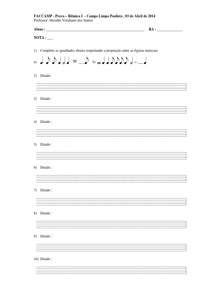 Prova Ritmica I Faccamp 03-04-2014 | PDF
