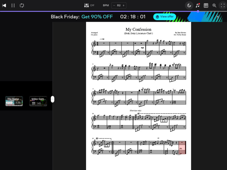 My Confession (Doki Doki Literature Club!) Sheet Music For Piano (Solo ...