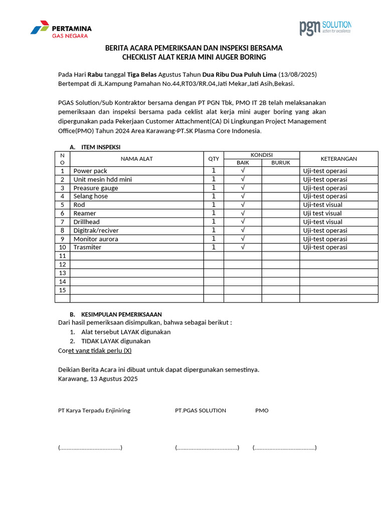 Checklist Alat Kerja HDD Mini | PDF