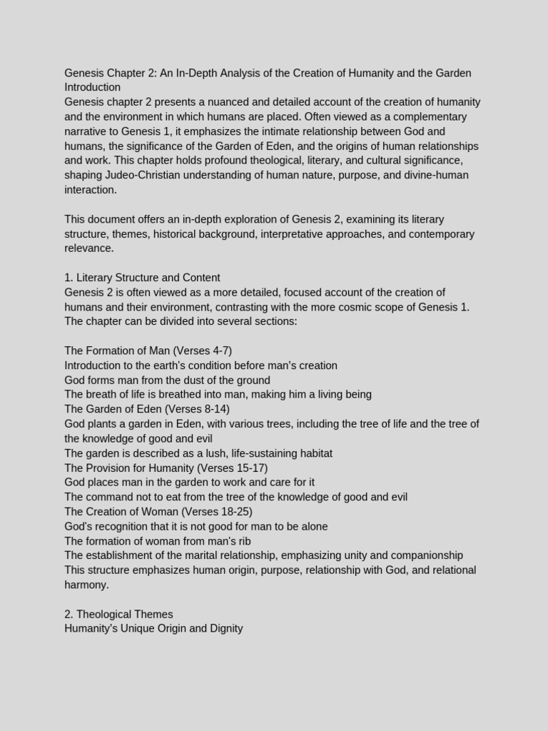 Genesis Chapter 2 - An In-Depth Analysis of The Creation of Humanity ...