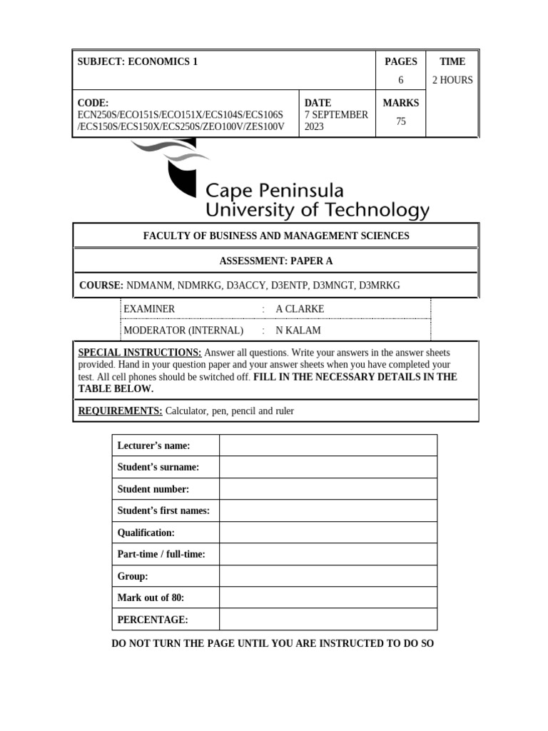 2023 T4 Test (Question Paper) | PDF
