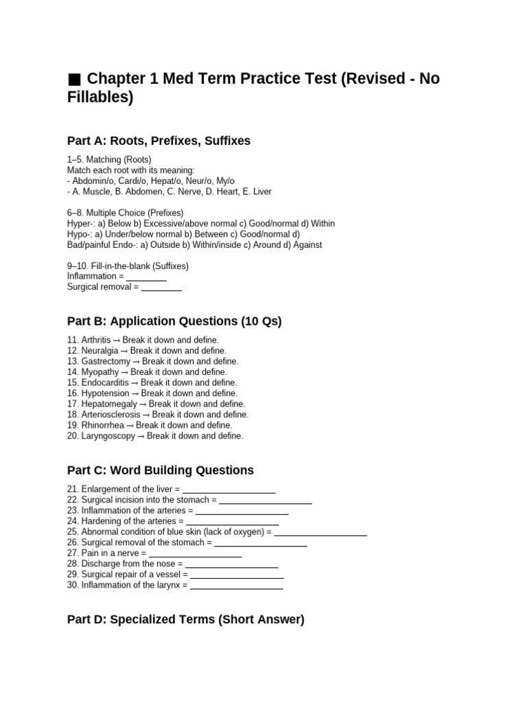 Med Terms Test v2 | PDF