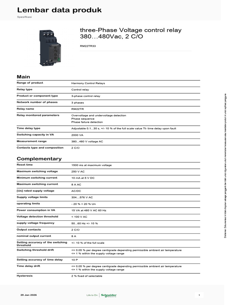 PES Schneider Electric Harmony-Control-Relays RM22TR33 | PDF | Relay ...