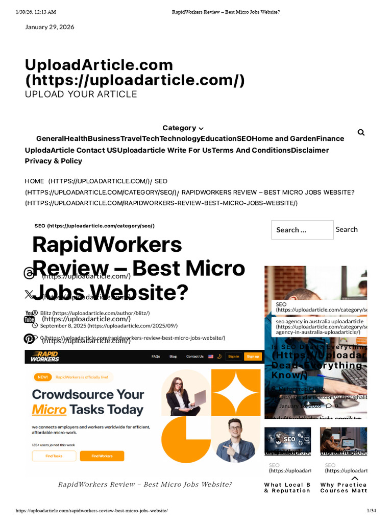 RapidWorkers Review - Best Micro Jobs Website | PDF | Employment ...