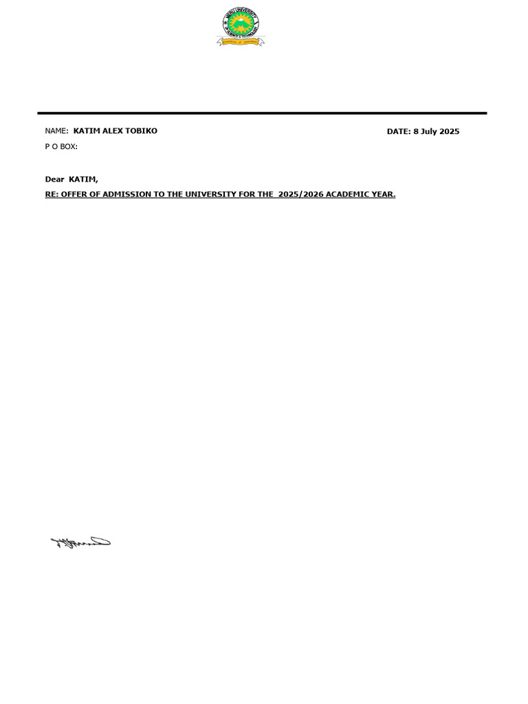 Admission Letter 125051 | PDF | Doctor Of Philosophy | Educational Stages