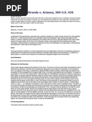 Case Brief Miranda v Arizona
