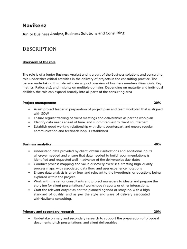 Business Analyst Consulting - JD - Campus Hiring | PDF | Data Analysis ...