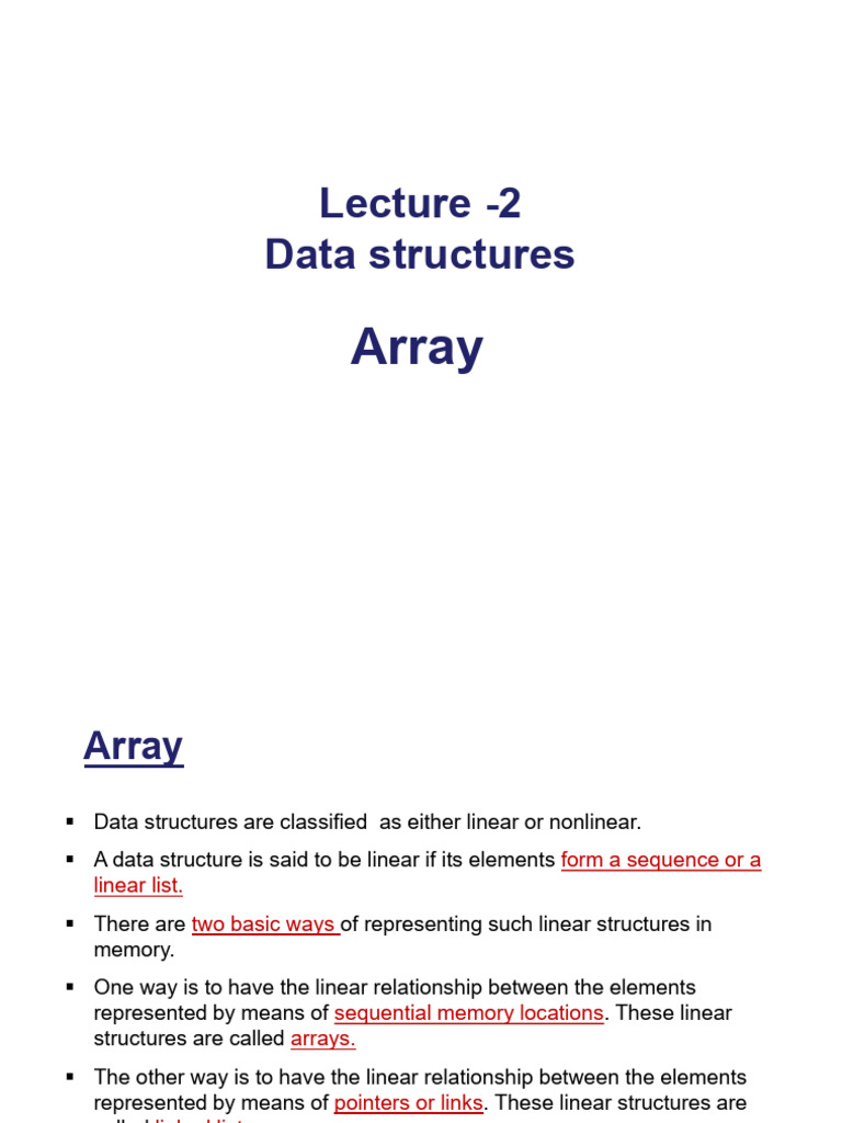 2 Data Structure TAM Array Insert Delete LS BS | PDF | Sequence ...