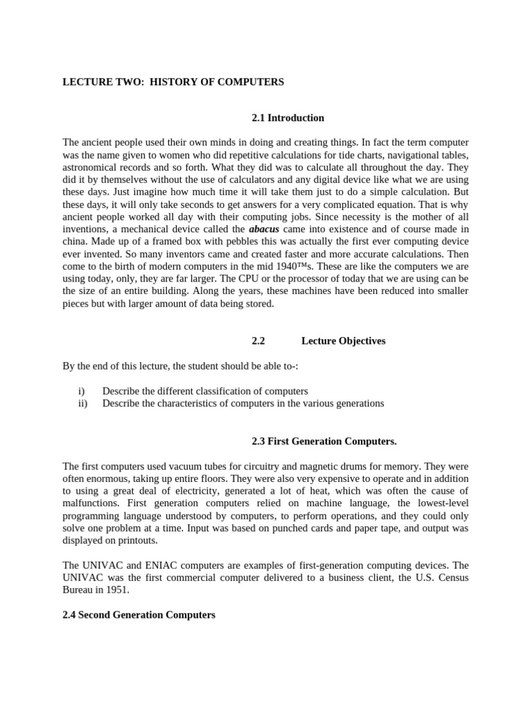 History of Computers | PDF | Central Processing Unit | Microcomputers