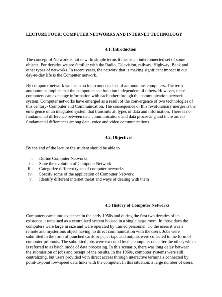 Computer Network and Internet Technology | PDF | Computer Network ...