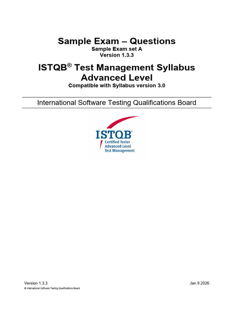 Istqb Ctal-Tm Sample-Exam-Questions Seta v1.3.3 | PDF | Software ...