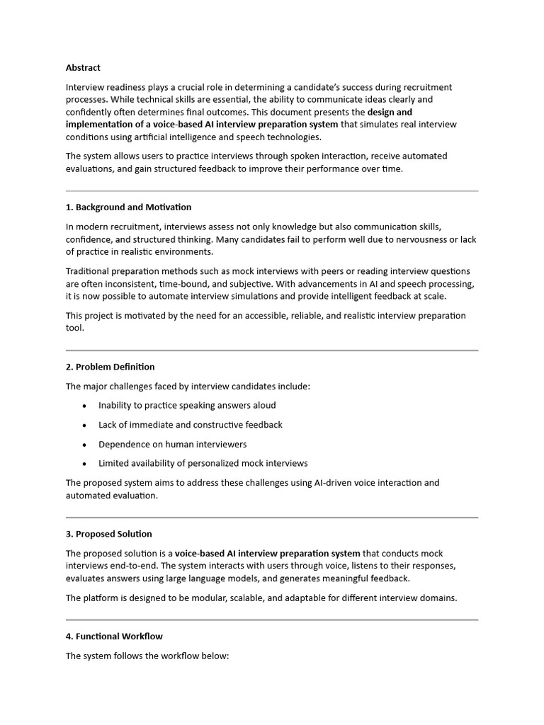 Design and Implementation of A Voice-Based AI Interview Preparation ...