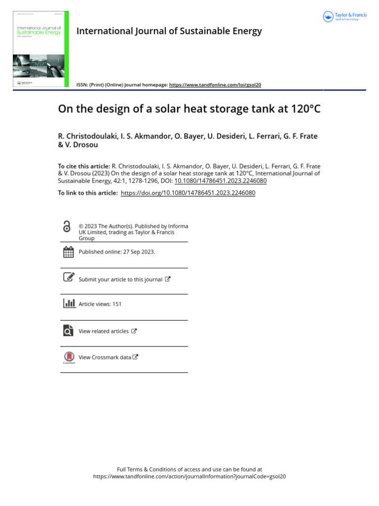 On The Design of A Solar Heat Storage Tank at 120 C | PDF | Salt ...