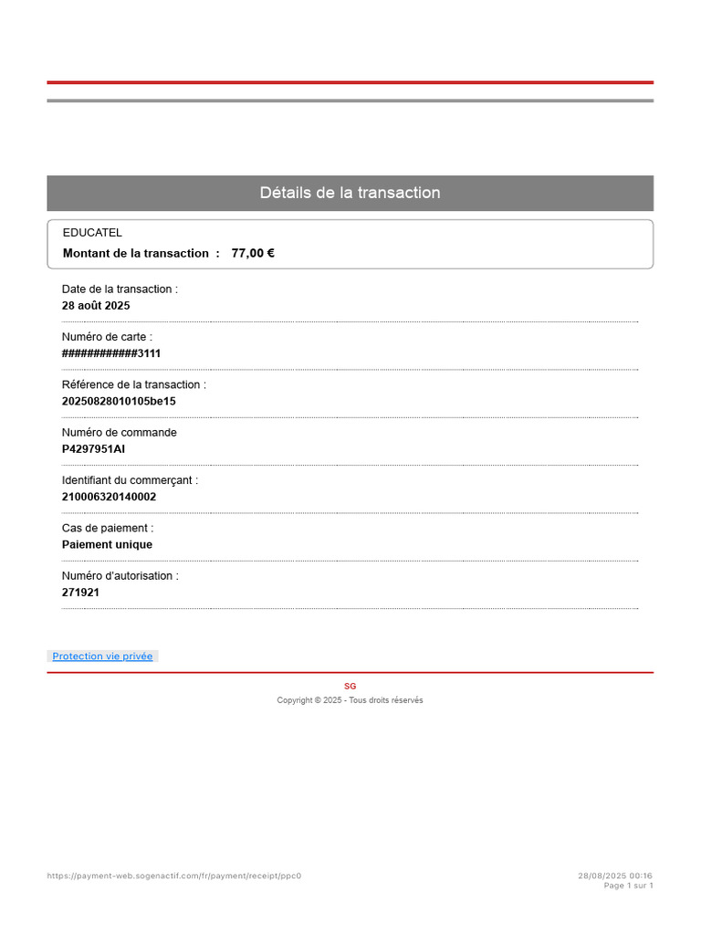 Page de Confirmation | PDF