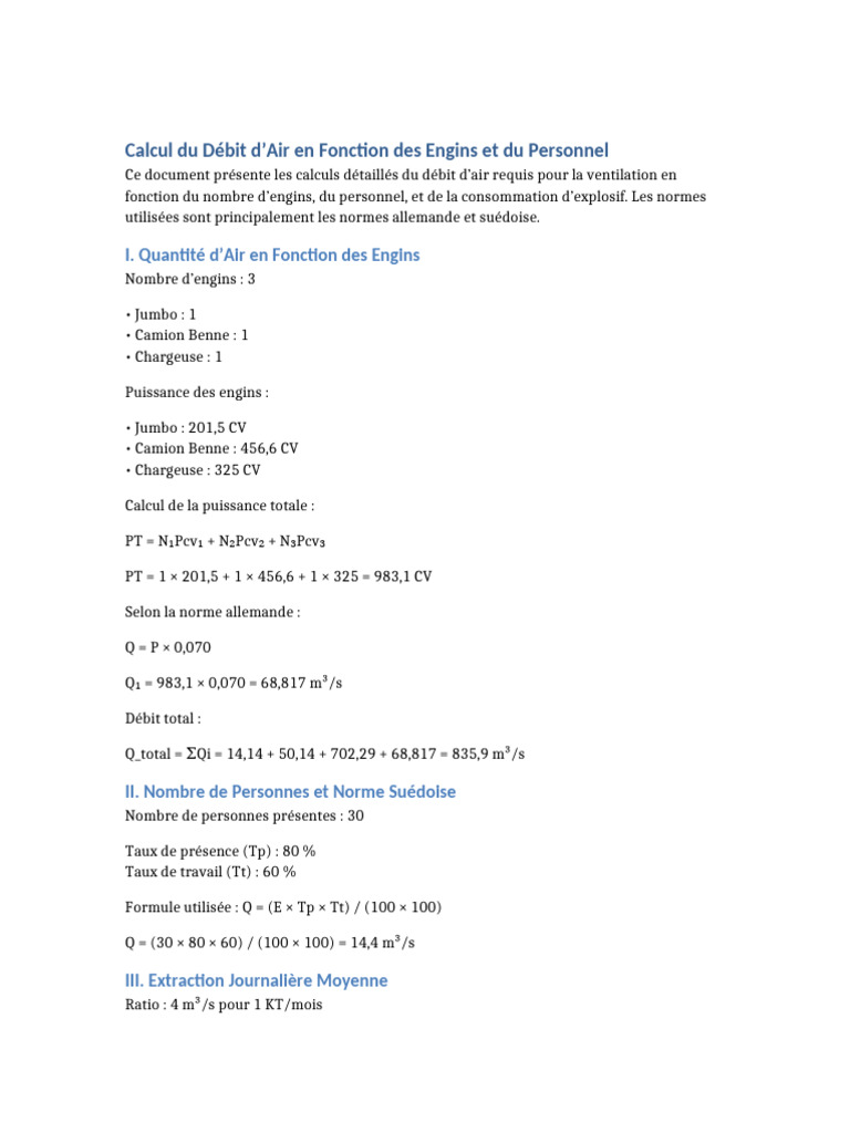 Calcul Debit Air Engins Personnel PDF — free download