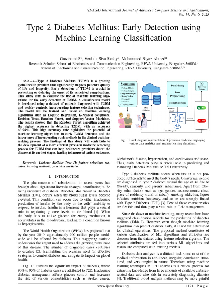 Paper 127-Type 2 Diabetes Mellitus Early Detection | PDF | Machine ...