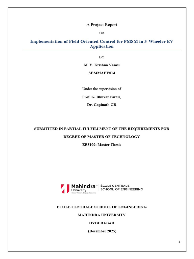 Se24maev014 Master Thesis | PDF | Electric Motor | Power Inverter