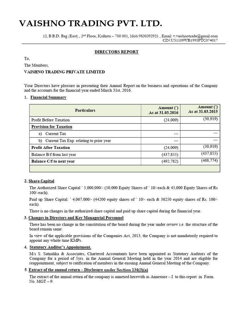 DIRECTORS REPORT 1 | PDF | Taxes | Taxation