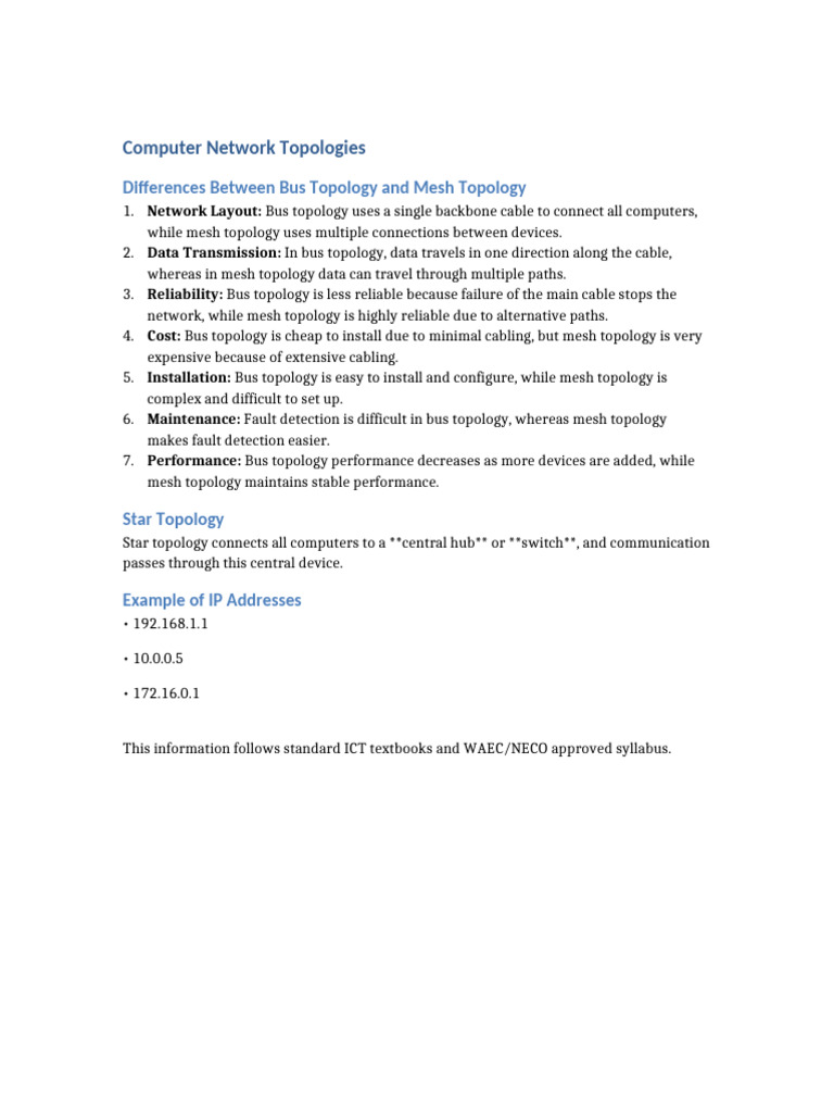 Computer Network Topologies | PDF