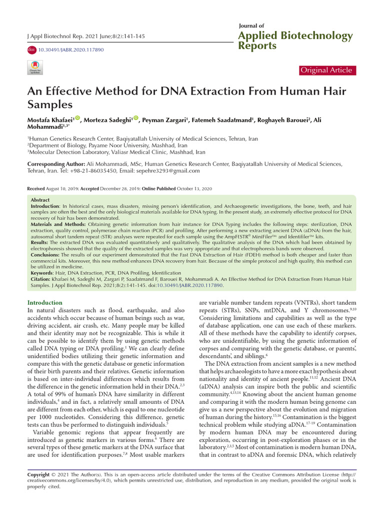 0+an Effective Method For DNA Extraction From Human Hair Sample | PDF ...