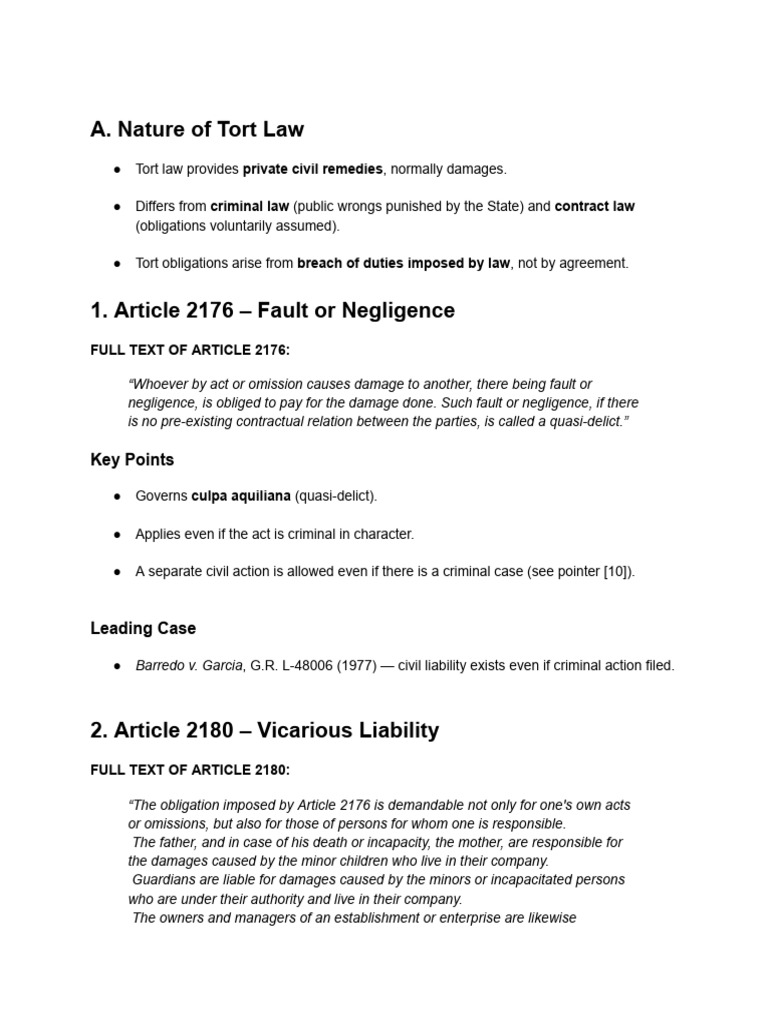 Torts and Damages Finals Rev2 | PDF | Tort | Damages