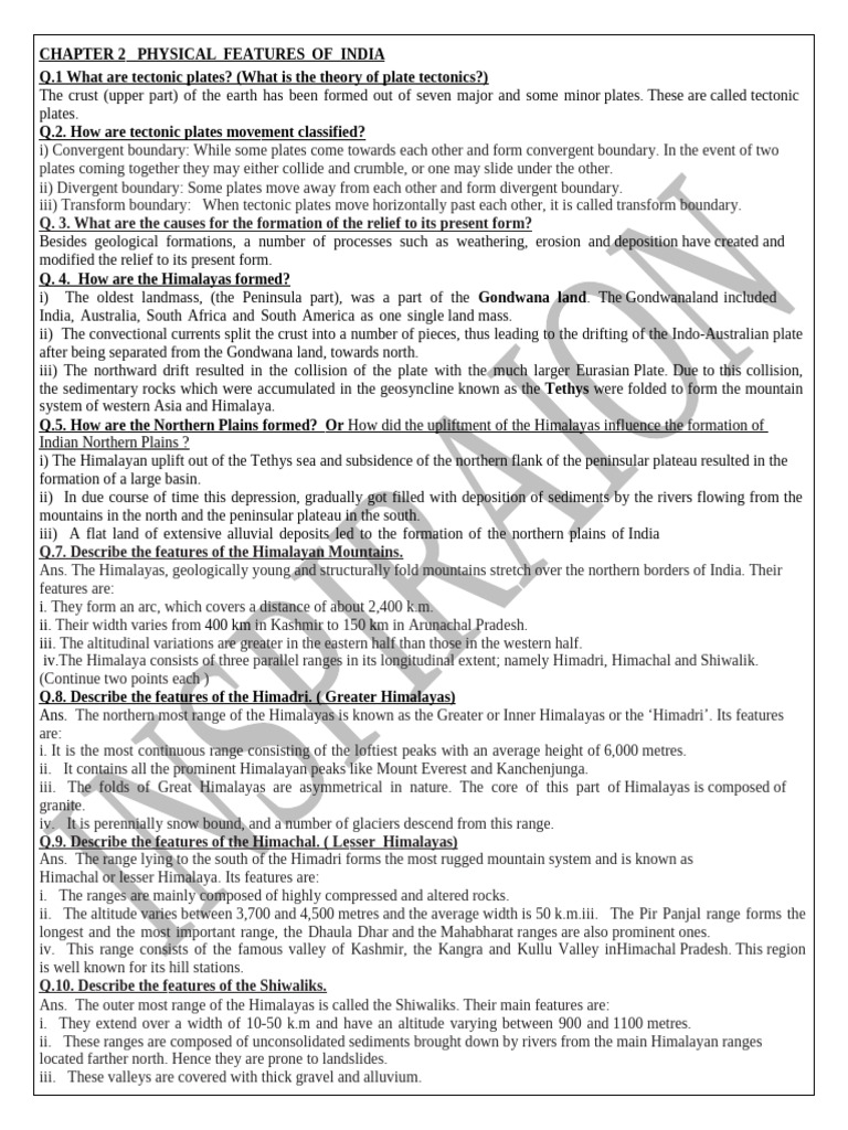 Chapter 2 Physical Features of India | PDF | Plate Tectonics | Himalayas