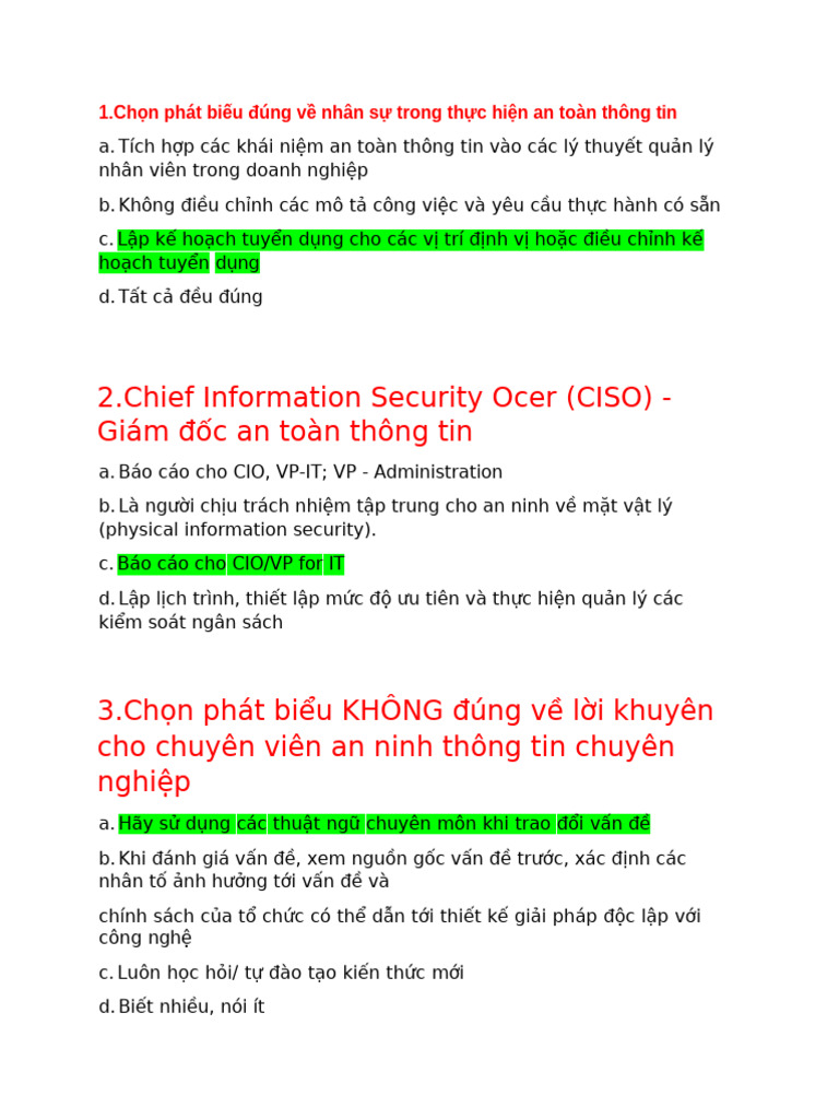 2.Chief Information Security Ocer (CISO) - Giám đốc an toàn thông tin | PDF