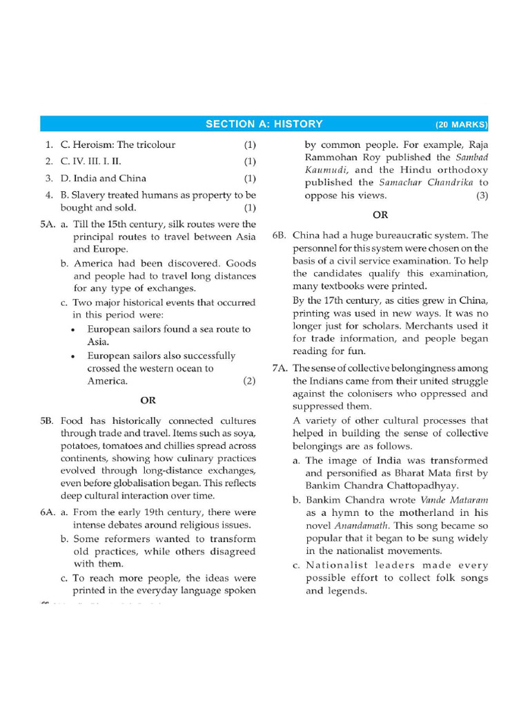 SS SET - 1 Answer Key Model 3 | PDF