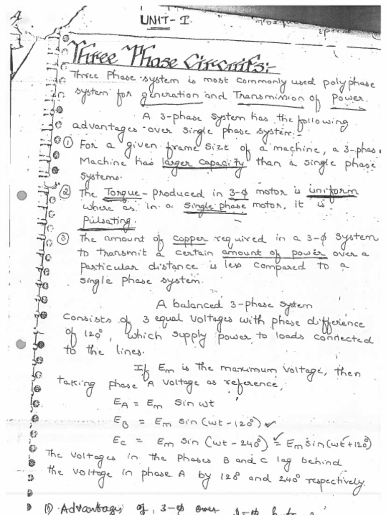 3 Phase Notes For BEE | PDF