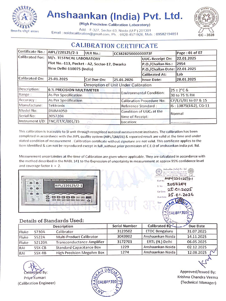 Precision Multimeter (Traceability 2025) | PDF