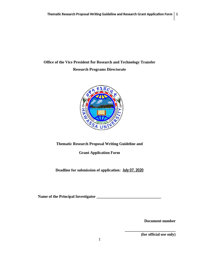 HU Thematic Research Grant Application Format | PDF | Methodology | Risk