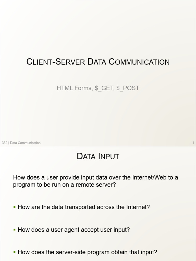 Lecture 5 - Data Communication | PDF | Php | Client–Server Model