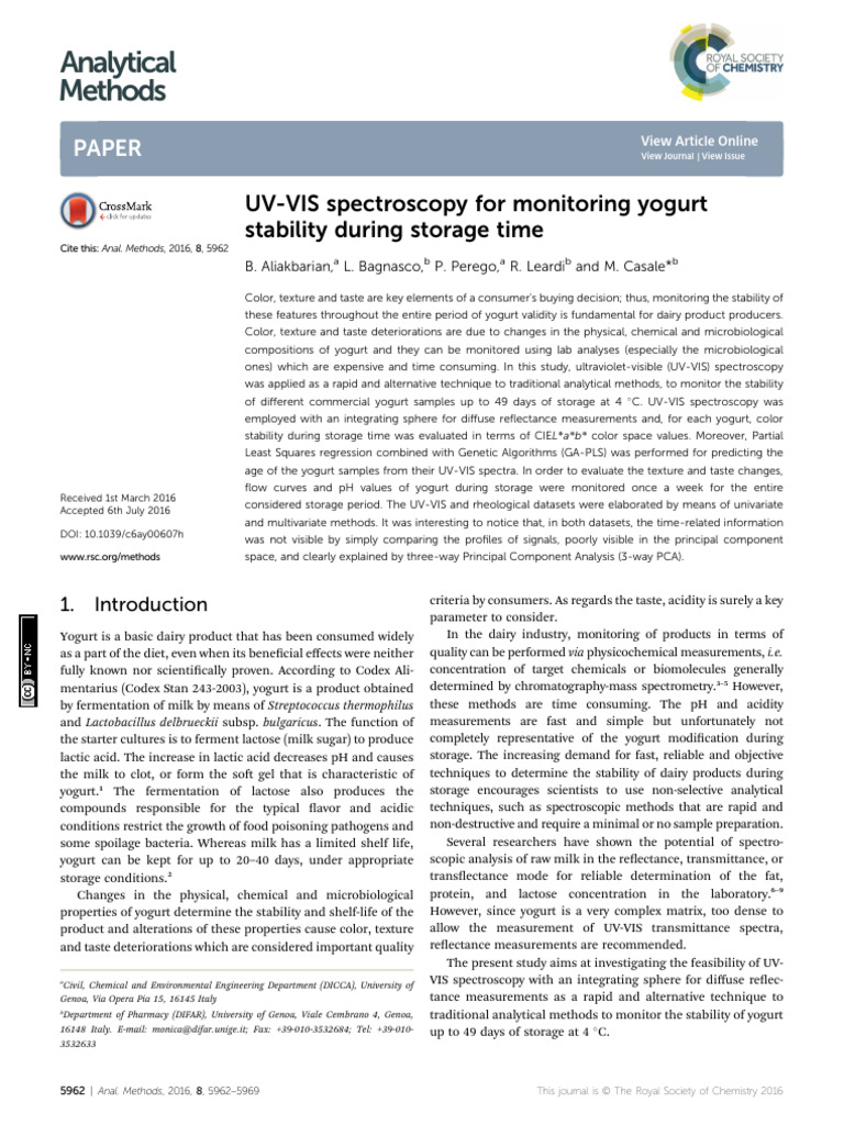 Analytical Methods: Paper | PDF | Principal Component Analysis ...