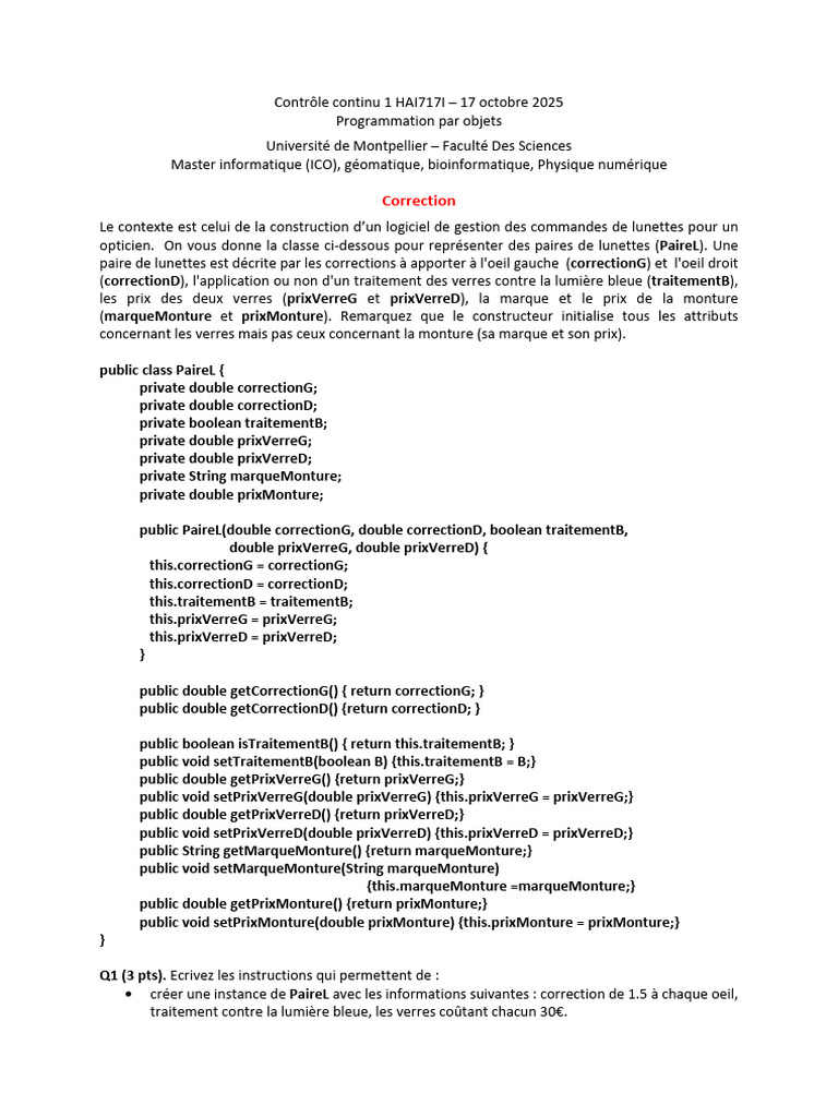 Correction CC1 2025 | PDF | Génie logiciel | Informatique