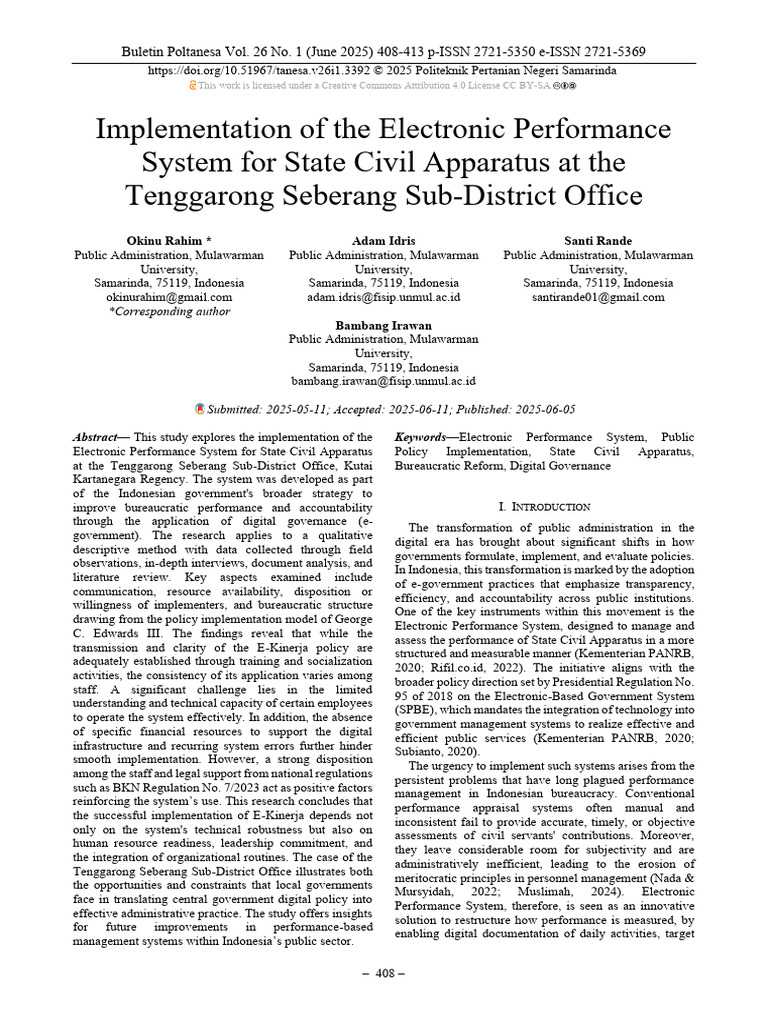 Implementation of The Electronic Perform 0bcb3f19 | PDF | Policy ...