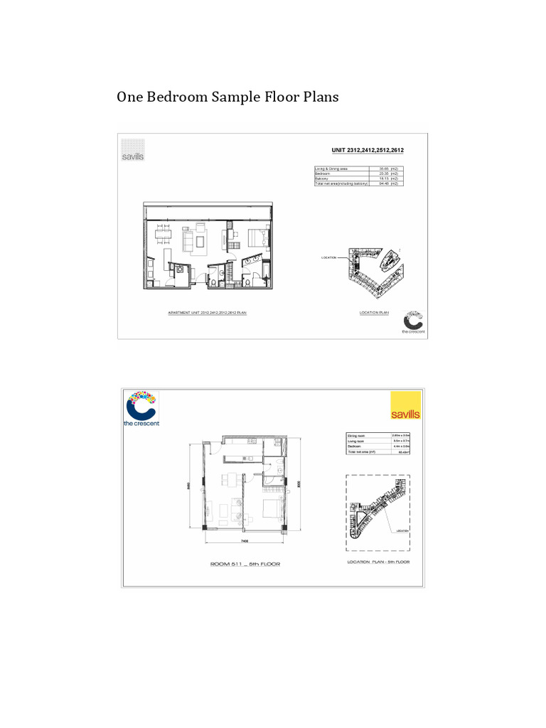 One Bedroom Sample Floor Plans | PDF