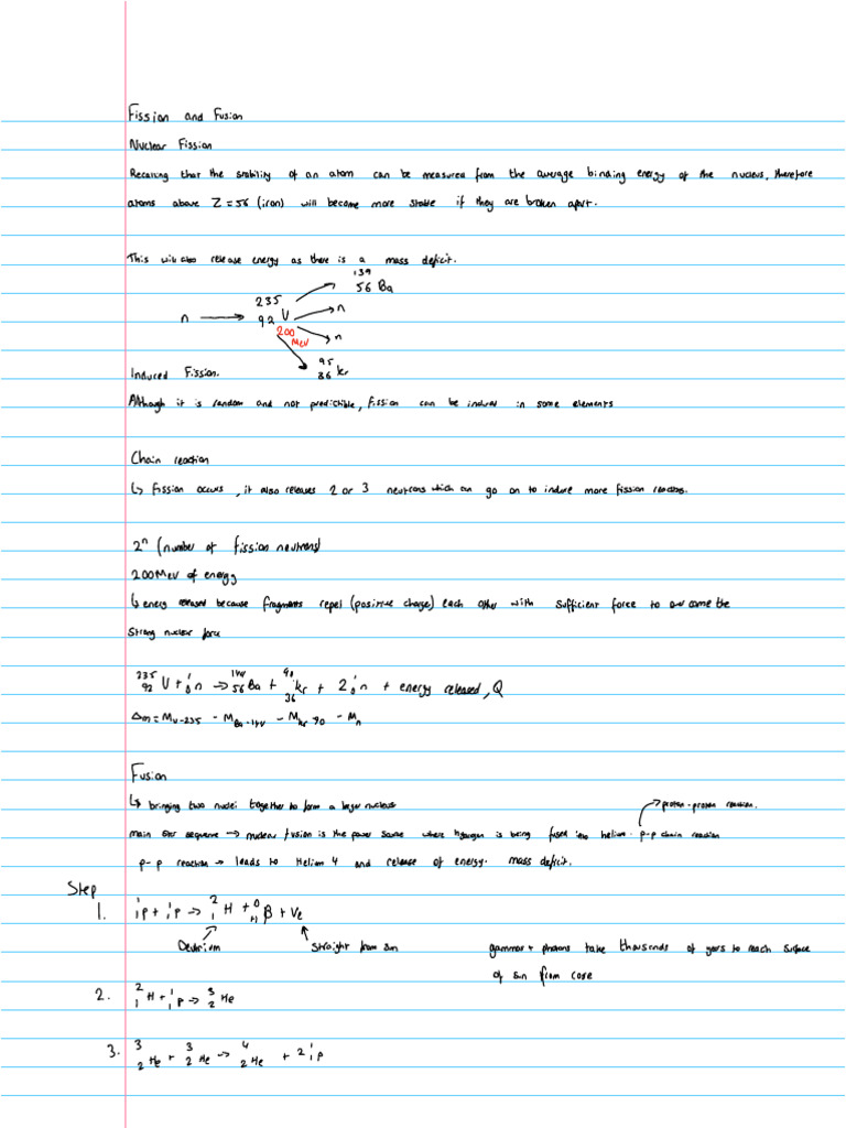 Fusion and Fission - Class Notes | PDF | Nuclear Fission | Nuclear Fusion
