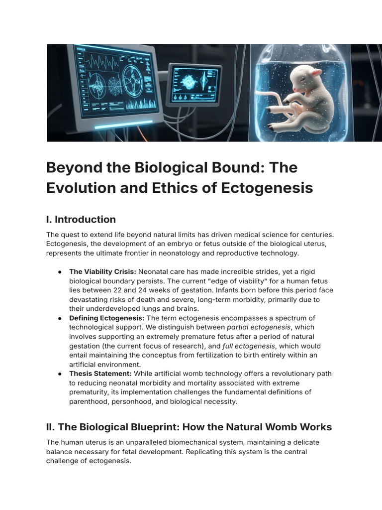 Beyond The Biological Bound - The Evolution and Ethics of Ectogenesis ...
