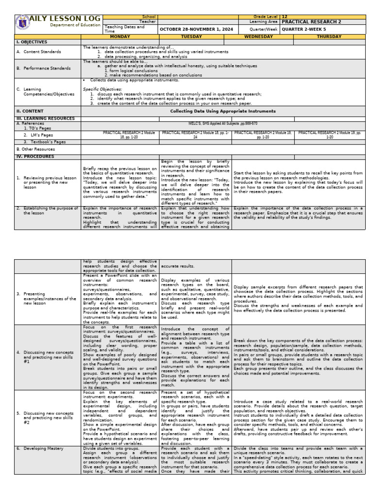 Practical Research 2 Quarter 2 Week 5 | PDF | Survey Methodology ...