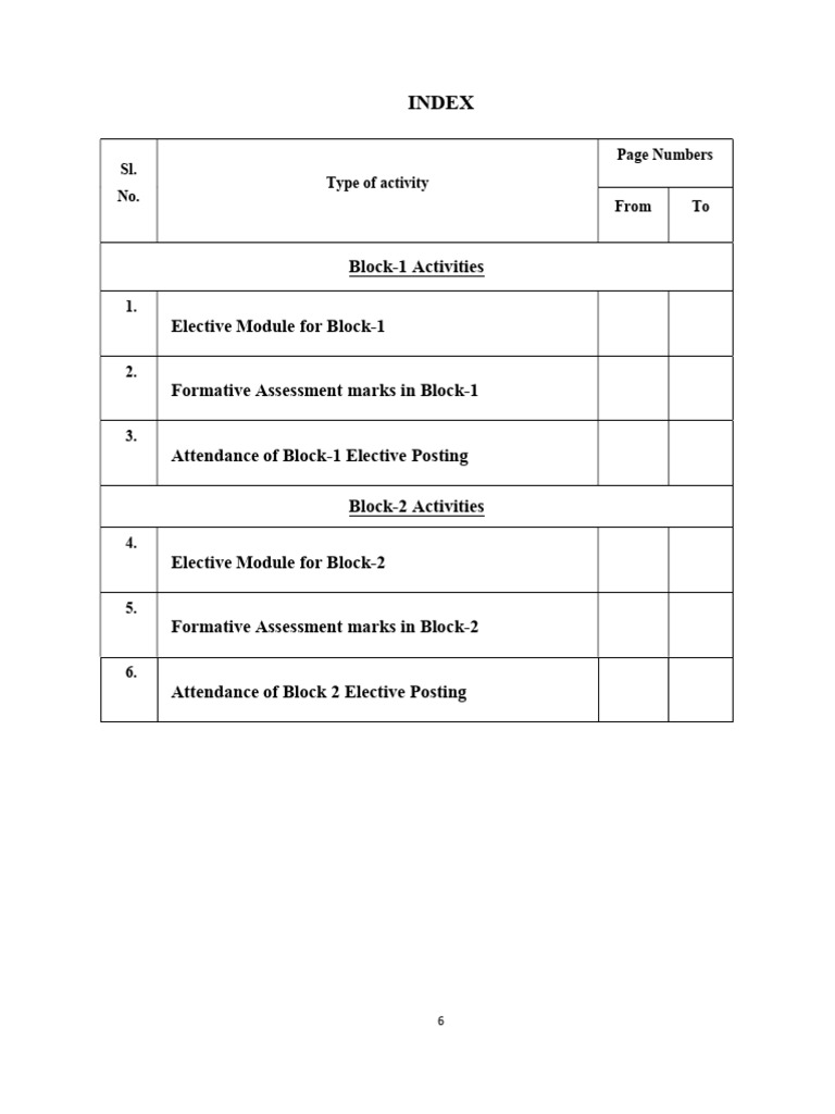 Index: Block-1 Activities Elective Module For Block-1 | PDF