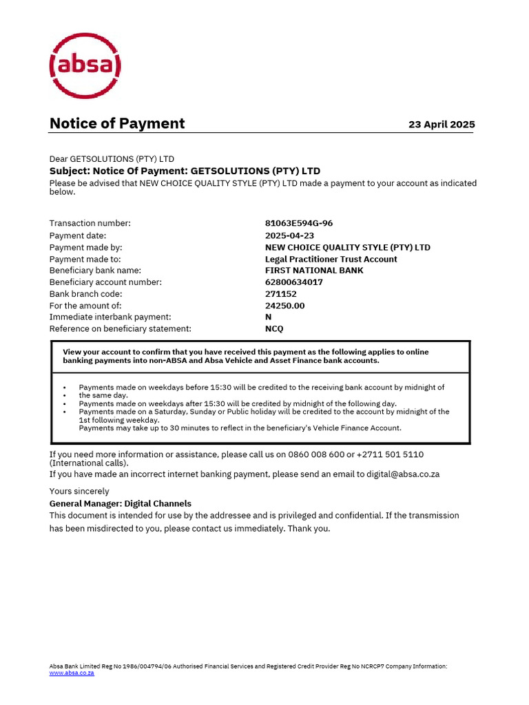 Absa-Notice of Payment - PDF - 20250423 - 191610 - 0000 | PDF