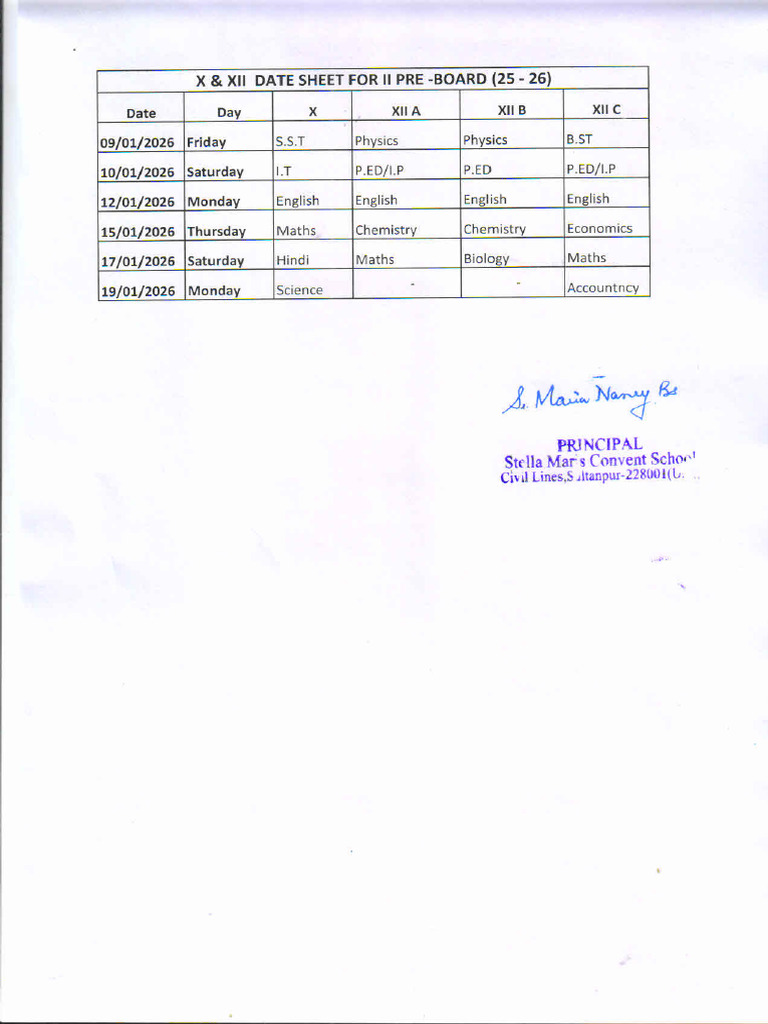 Date Sheet | PDF