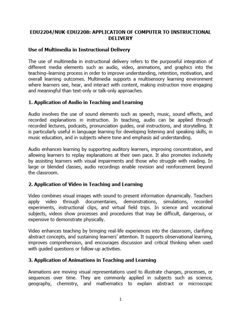EDU2204 Application of Computer To Insrtcion Last Lecture | PDF ...