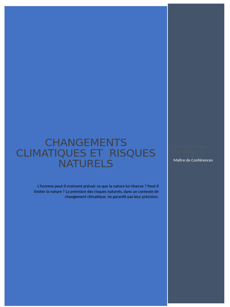Cours Changement Climatique Et Risques Naturels DR (MC) TAPE) | PDF ...