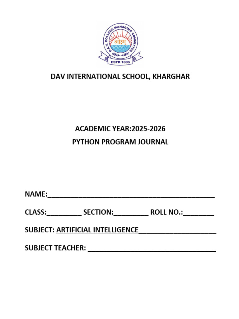 Journal Programs Class Ix 2025-26 | PDF | Area | Volume