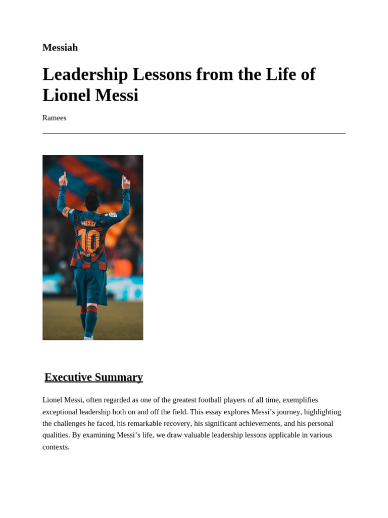 Leadership Lessons From The Life of Lionel Messi | PDF | Lionel Messi ...