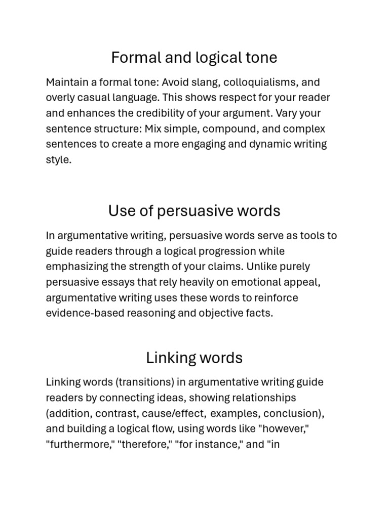 Tone in Argumentative Writing | PDF