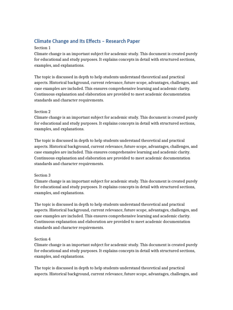 Climate Change Research Paper 10pages | PDF | Documentation | Concept