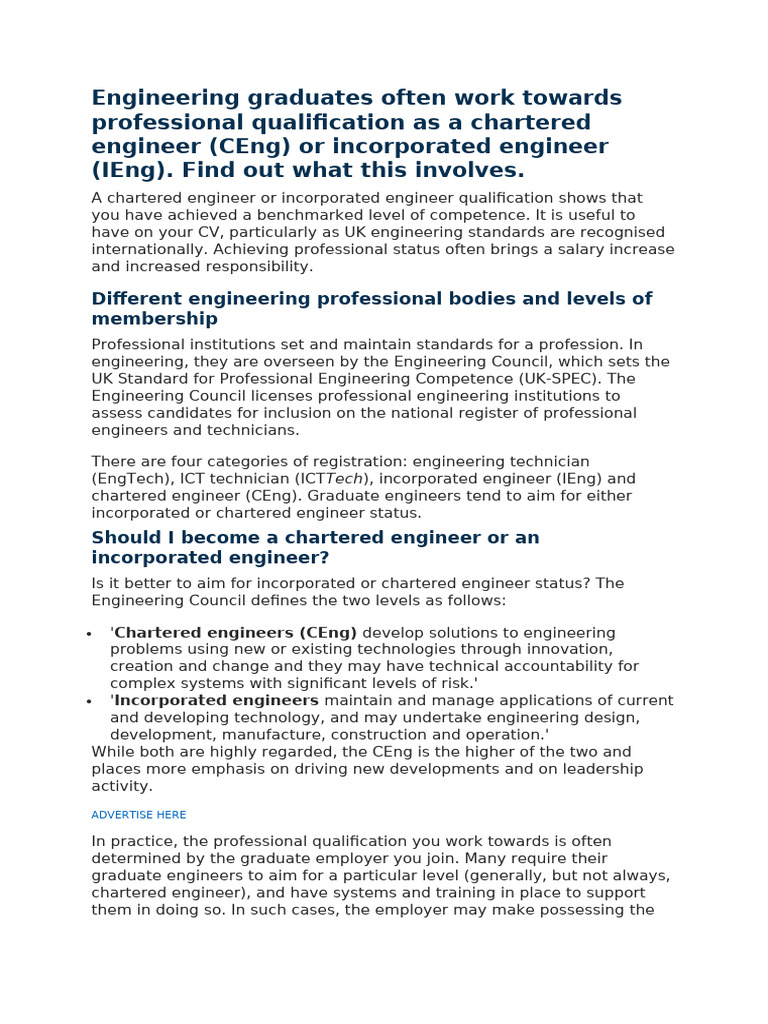 Engineeringchartered Engineer | PDF | Engineer | Vocational Education