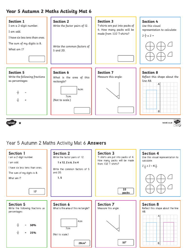 Year 5 Autumn 2 Maths Activity Mat 6 | PDF